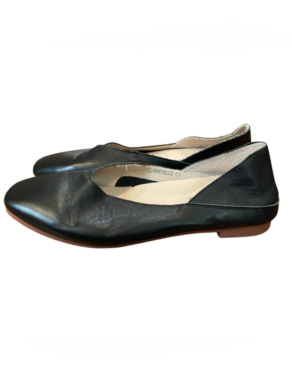 Empress Leather Ballet Flats Black Women Size 41 10 Minimalist Slip On